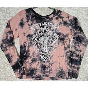 Affliction Saint Germain Tee Shirt Backless Tie Dye Lace Sparkle Women's Large